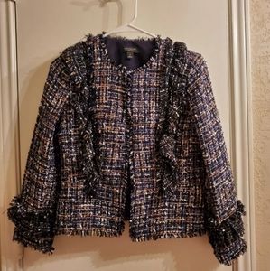 Ann Taylor Blue Lime Shimmer Tweed Jacket